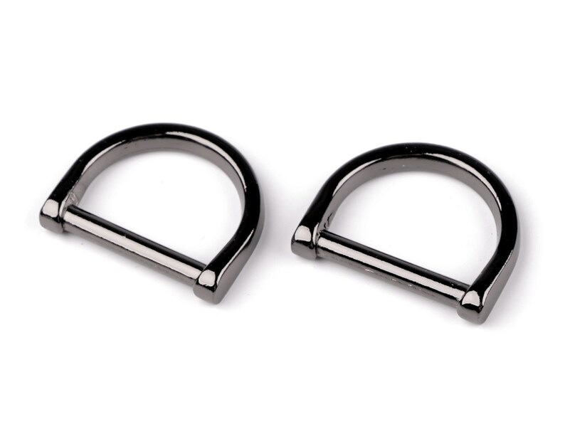 4 metal stirrup loops 25mm, half ring loops D shape Argent noirci