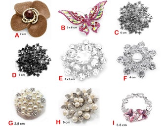 Broche en cristal / Divers motifs / broche pour mariage, broche bouquet, épingle broche, broche cristal