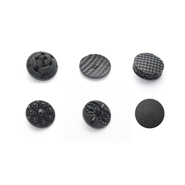 5 boutons noirs en nylon pour vestes ou manteaux / Nombreux modèles et dimensions