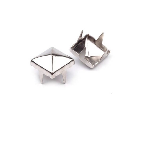 50 Silver Pyramid Studs 7mm / Silver Spikes Domes for Punk Vintage