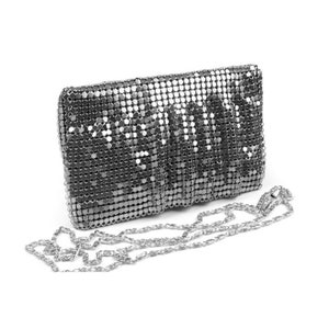 Evening clutch bag in silver sequins image 1