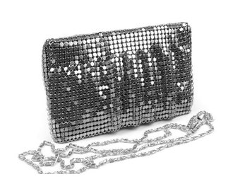 Evening clutch bag in silver sequins