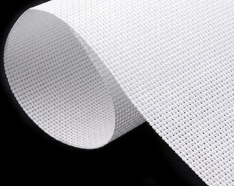 May include: White fabric with a fine mesh weave, rolled up. The fabric is smooth and has a subtle sheen.