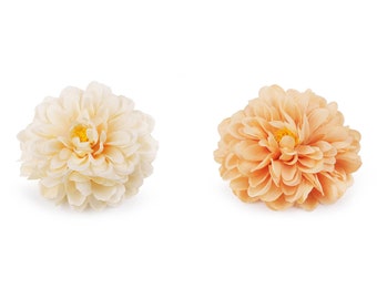 Broche fleur dahlia Ø11 cm, ivoire ou rose saumon, broche ou accessoire de coiffure double fixation