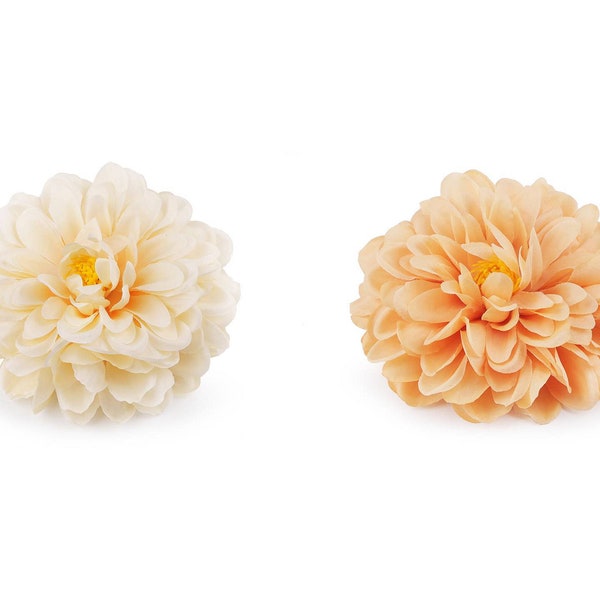 Broche fleur dahlia Ø11 cm, ivoire ou rose saumon, broche ou accessoire de coiffure double fixation