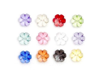 10 boutons cristal fleurs transparents 13mm / Nombreux coloris / Boutons fleurs en plastique transparent, boutons fantaisie, boutons fille