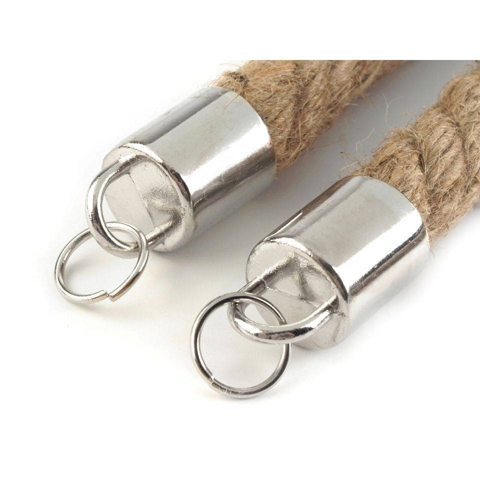 Raw Rope Bag Handles 42cm With Silver Metal Buckles / Cotton