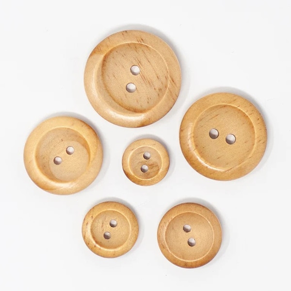 4 boutons bois  2 trous 23, 25 ou 35 mm  / gros boutons en bois naturel