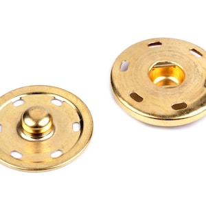 4 large metal snap buttons 30 mm to sew on Gold