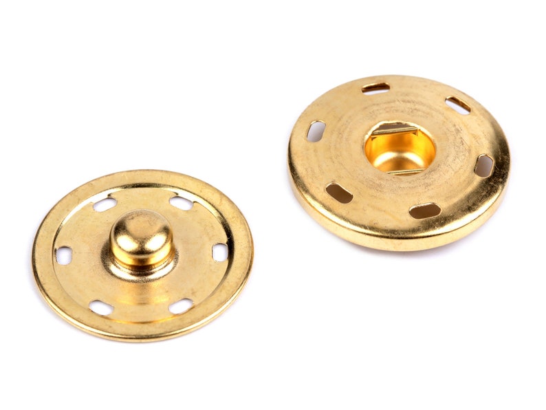 4 large metal snap buttons 30 mm to sew on Gold