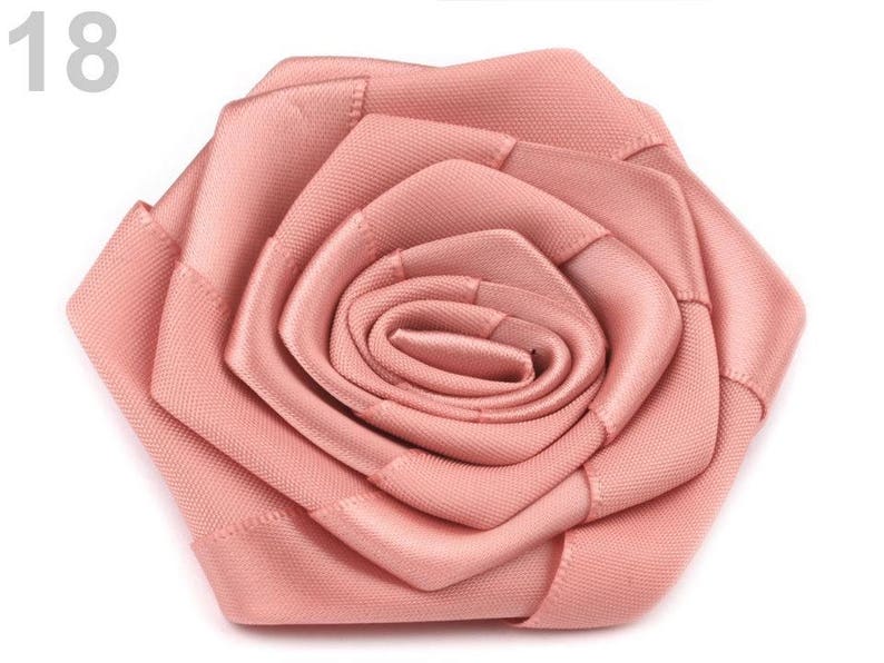 3 Satin Roses Ø70 mm / wedding corsage flower, wedding fabric flower, ribbon rosette flowers, flower decoration, fabric flower embellishment image 4