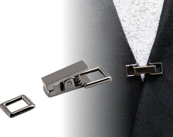 Button Brandenburg Metal / Silver of Black / Hook Loop Clasp Sluiting voor jack, vest, tas, lederwaren, toggle-sluiting