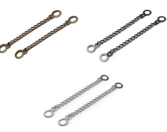 Chaines décoratives 9 cm avec œillets / or ou bronze / Chaîne d'extension ou décoration pour maroquinerie, sacs, chaîne porte manteau