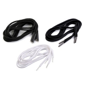 4 black hoodie strings 130/140 cm with tips / shoe laces with ends, cord with metal finish, hoodlaces with ends 130 Centimeters
