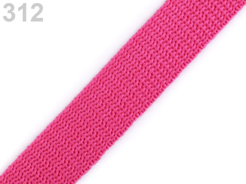 Polypropylene webbing tape 20m, Nylon webbing strap, dog collar or leash webbing, handle webbing, bag webbing 312 Pink