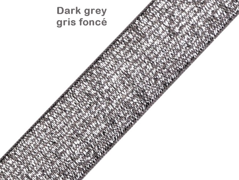 3M élastique 20-27-40 mm lurex / or, argent, gris foncé, noir / bande élastique décorative large, stretch élastique brillant image 5