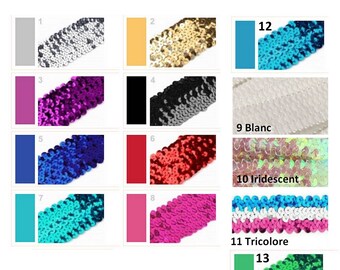 Elastic sequins ribbon 45mm / Many colors / Elastic sequins for suits, sports, gym, leotards, elastic sequin sequins