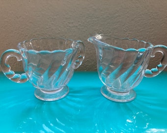 MCM Cream & Sugar Set Coffee Bar, breakfast in bed Swirled Reflective Glass