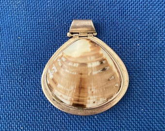 Natural Shell Pendant Set on Sterling with hinged bail Boho Tribal sea mermaid gift