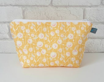 Yellow Floral Cosmetic Makeup Toiletry Wet Bag