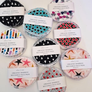 Reusable Cotton Rounds: Geometric Organic Bamboo Makeup Remover Pads (Set of 4)