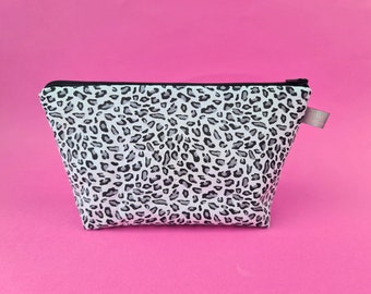 Black & Grey Animal Print Cosmetic Bag / Makeup Bag / Wet Bag