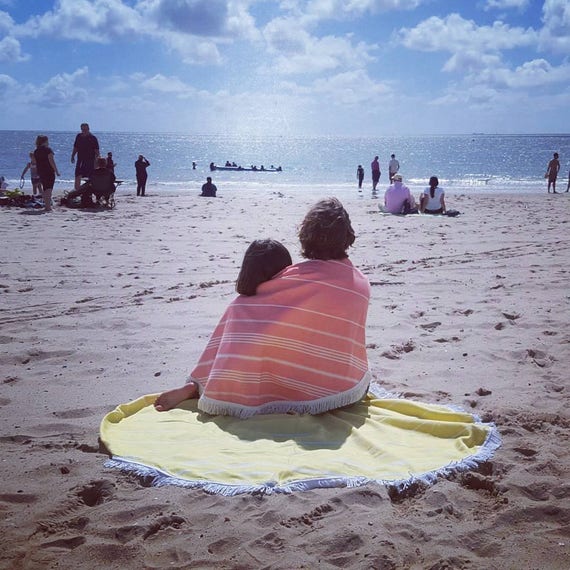 Roundie Beach Towel with fringe tassel