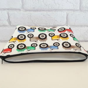 Farm Themed Toiletry Bag Boys Tractor Design Waterproof Travel Pouch Zipper Closure Cotton Exterior Wipe Clean Interior Child Bathroom Storage School Camp Essential Kid Washbag Colorful Pattern Quality Construction Hidden Seams Practical