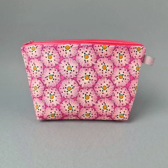 Pink Floral Burst Sized Cosmetic Bag