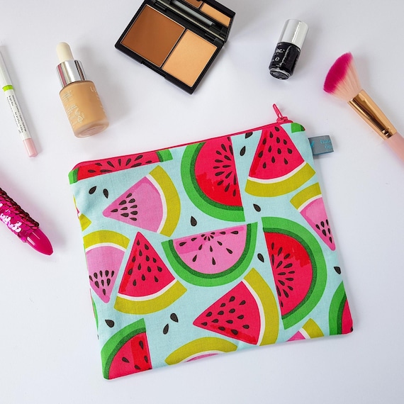 Girls Pencil Case Cosmetic Pouch in watermelon design: 100% cotton, fully lined