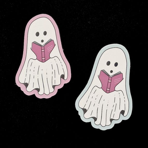Laminated die cut sticker: Halloween Ghosts with reading book