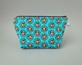 Aqua Floral Burst Sized Cosmetic Bag