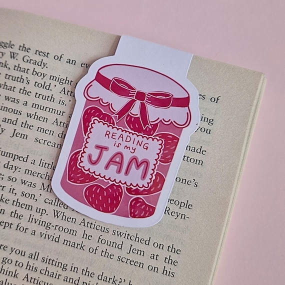 Magnetic Book Marker Reading Jam Bookmark Gift Idea Bookworm Cute Accessory Page Holder Laminated Illustrated Clip Decorative Journal