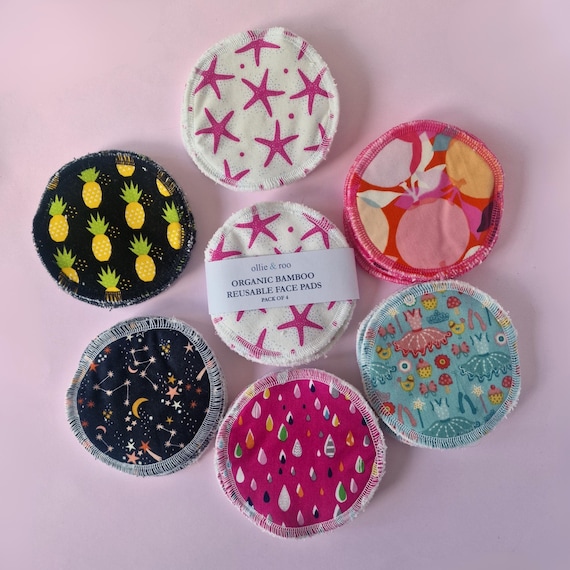 Reusable cotton rounds for skincare & makeup remover: with organic bamboo towelling (set of 4)