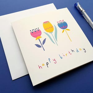 HAPPY BIRTHDAY CARD, Trio of Tulips