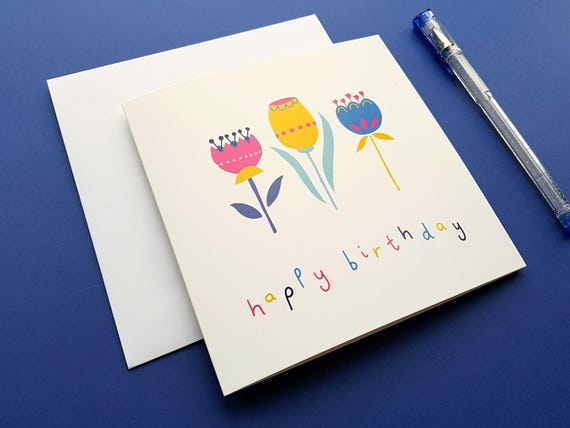 HAPPY BIRTHDAY CARD, Trio of Tulips