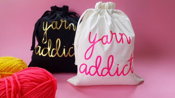 Yarn Addict Organic Cotton Drawstring Project Bag