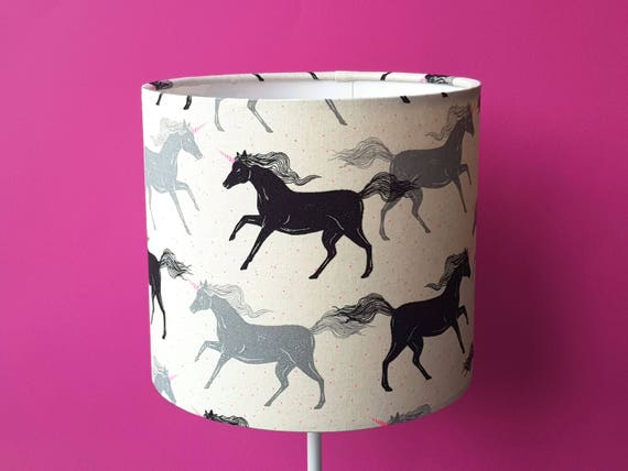 Unicorn Drum Lampshade 20cm diameter Bedside Lamp