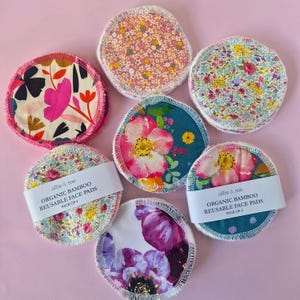 Floral Reusable Cotton Rounds: Organic Bamboo Terry Makeup Remover Pads (Set of 4