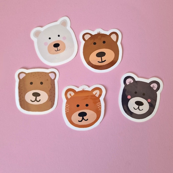 Laminated die cut sticker pack: Woodland Animal Kawaii Bear Heads
