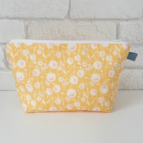 Yellow Floral Cosmetic Makeup Toiletry Wet Bag