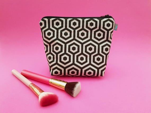 Hexagon print Mini Makeup Bag / Cosmetic Bag
