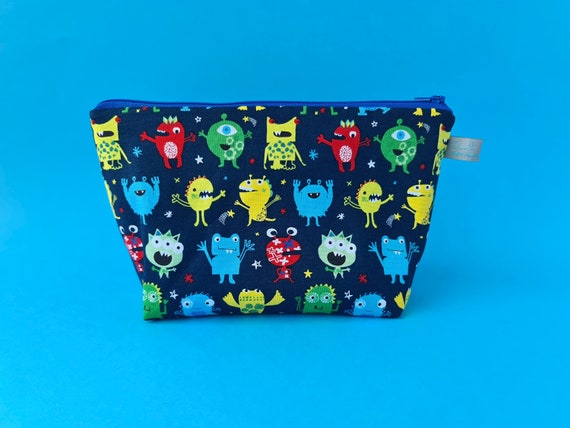 Kids Wash Bag Boys Toiletry Bag in monster design with waterproof lining