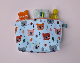 Cute Bear Heads Wet Bag Toiletry Cosmetic Wash Zipper