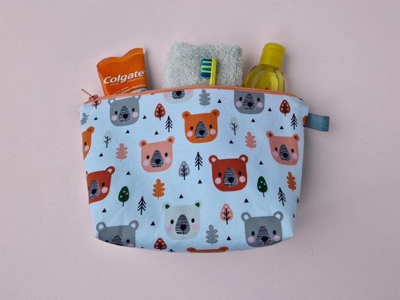 Cute Bear Heads Wet Bag Toiletry Cosmetic Wash Zipper