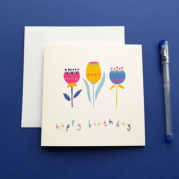 HAPPY BIRTHDAY CARD, Trio of Tulips