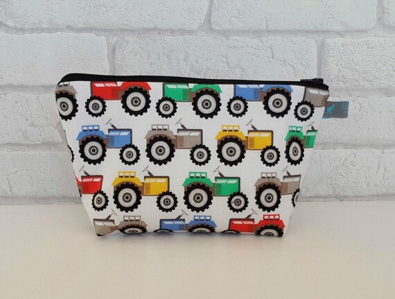 Boy Tractor Toiletry Bag Waterproof Travel Pouch Cotton Lining Zipper Case School Camping Kid Washbag Bathroom Storage Child Organizer Farm