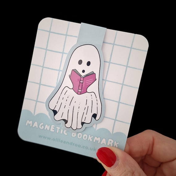 Magnetic Bookmark: Spooky Halloween Ghost story book accessory (blue)
