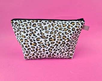 Black & brown Animal Print Cosmetic Bag / Makeup Bag / Wet Bag