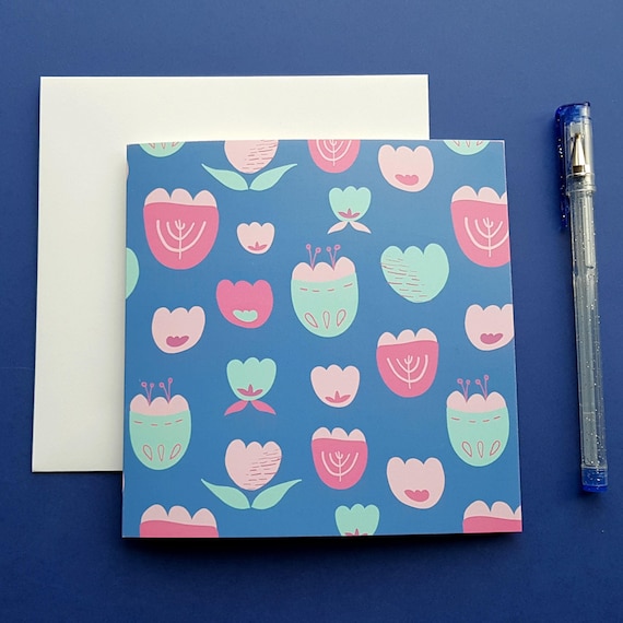PRETTY FLORAL CARD, blank greeting card